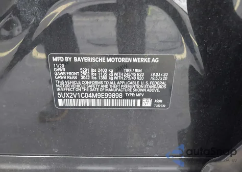 2021 BMW X4 xDrive30I from USA, damaged, VIN 5UX2V1C04M9E99898